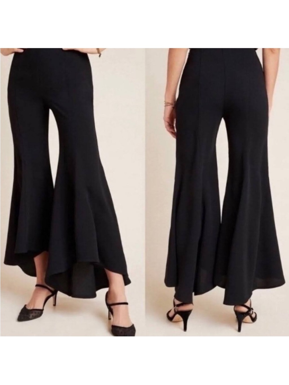 Anthropologie Zinnia Flare High - Low Hem Dress Pants Black size 6